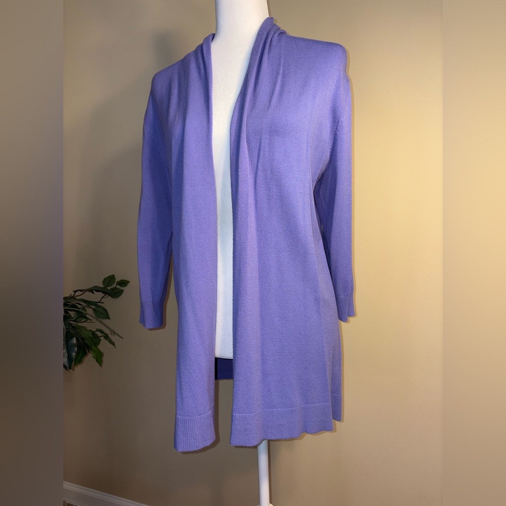 GUC Cardigan - Tunic Length, Light Purple (Iris), Open-Front, 2/3-Sleeve